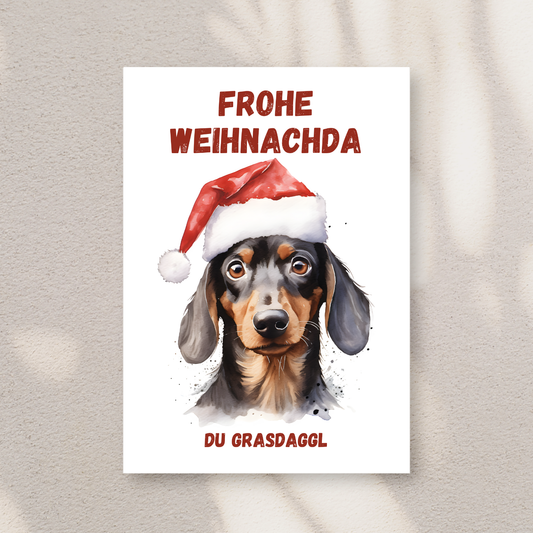 Frohe Weihnachda du Grasdaggl - Schwäbische Postkarte A6