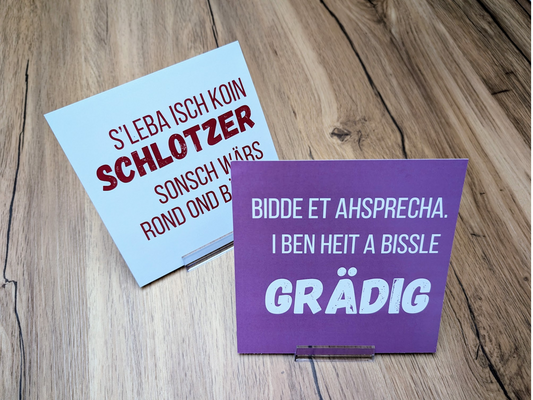 Bidde et ahsprecha - Schwäbische Wendekarte Quadrat