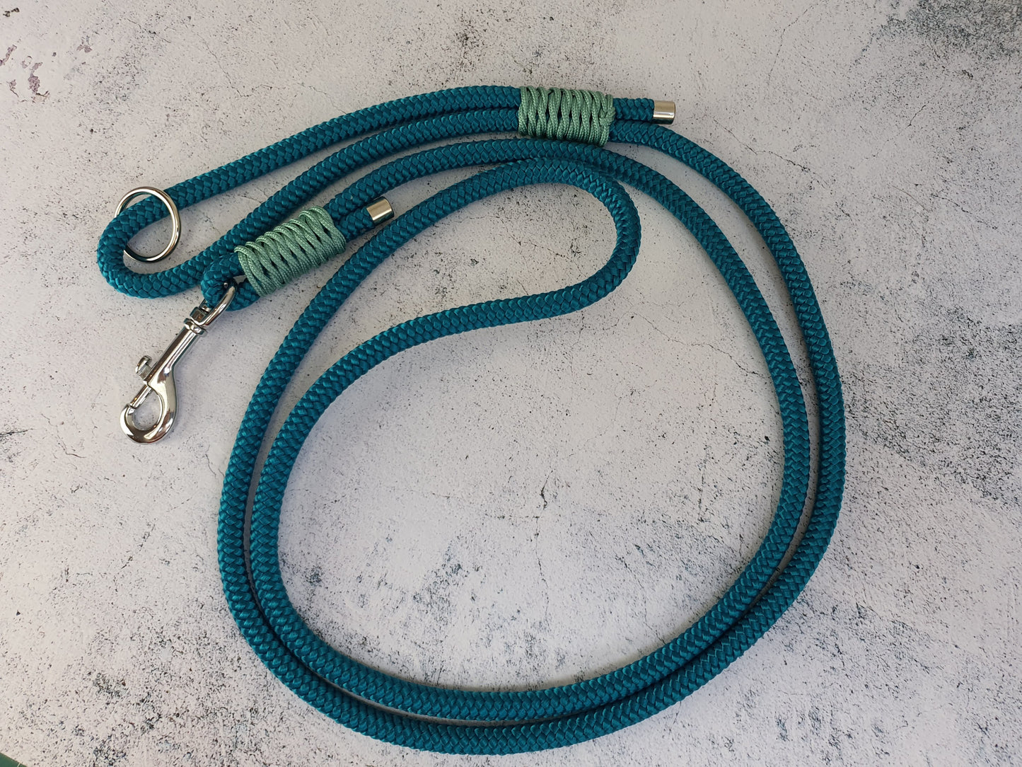 Führleine mit Handschlaufe aus 10mm Tau - Aqua/Mint