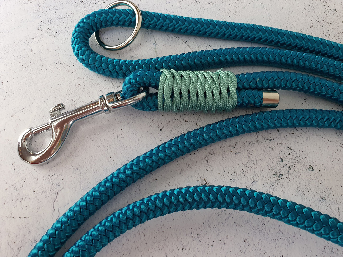 Führleine mit Handschlaufe aus 10mm Tau - Aqua/Mint