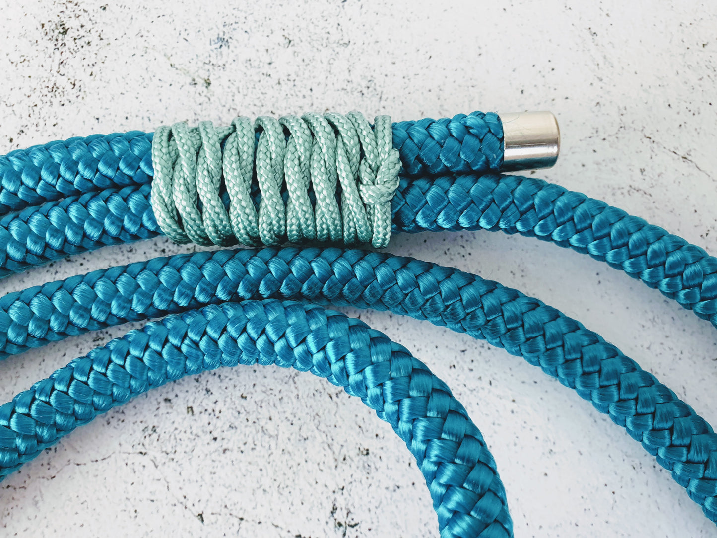 Führleine mit Handschlaufe aus 10mm Tau - Aqua/Mint