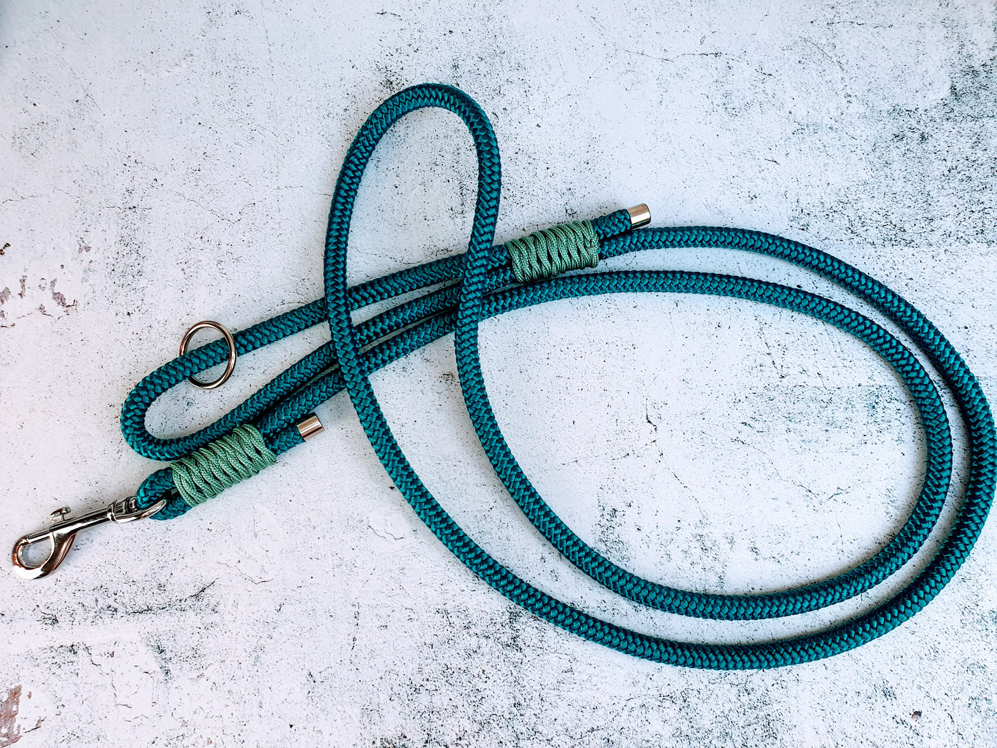 Führleine mit Handschlaufe aus 10mm Tau - Aqua/Mint