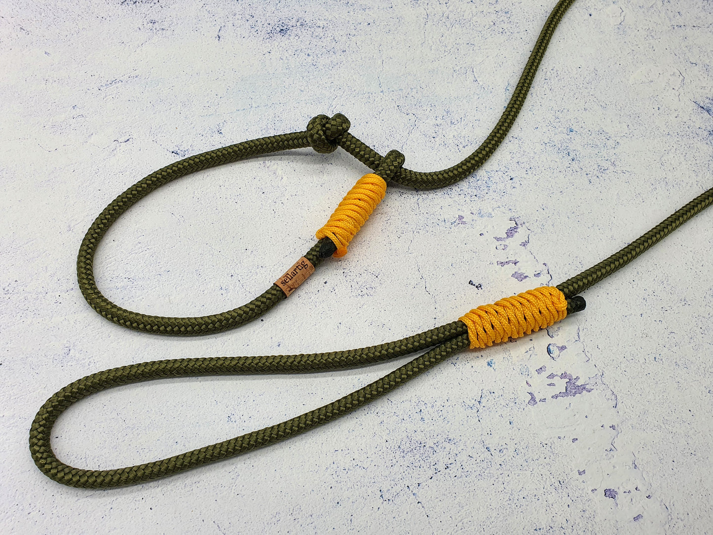 Retrieverleine mit integrierter Halsung aus 8mm Seil, Jagdleine, Sportleine
