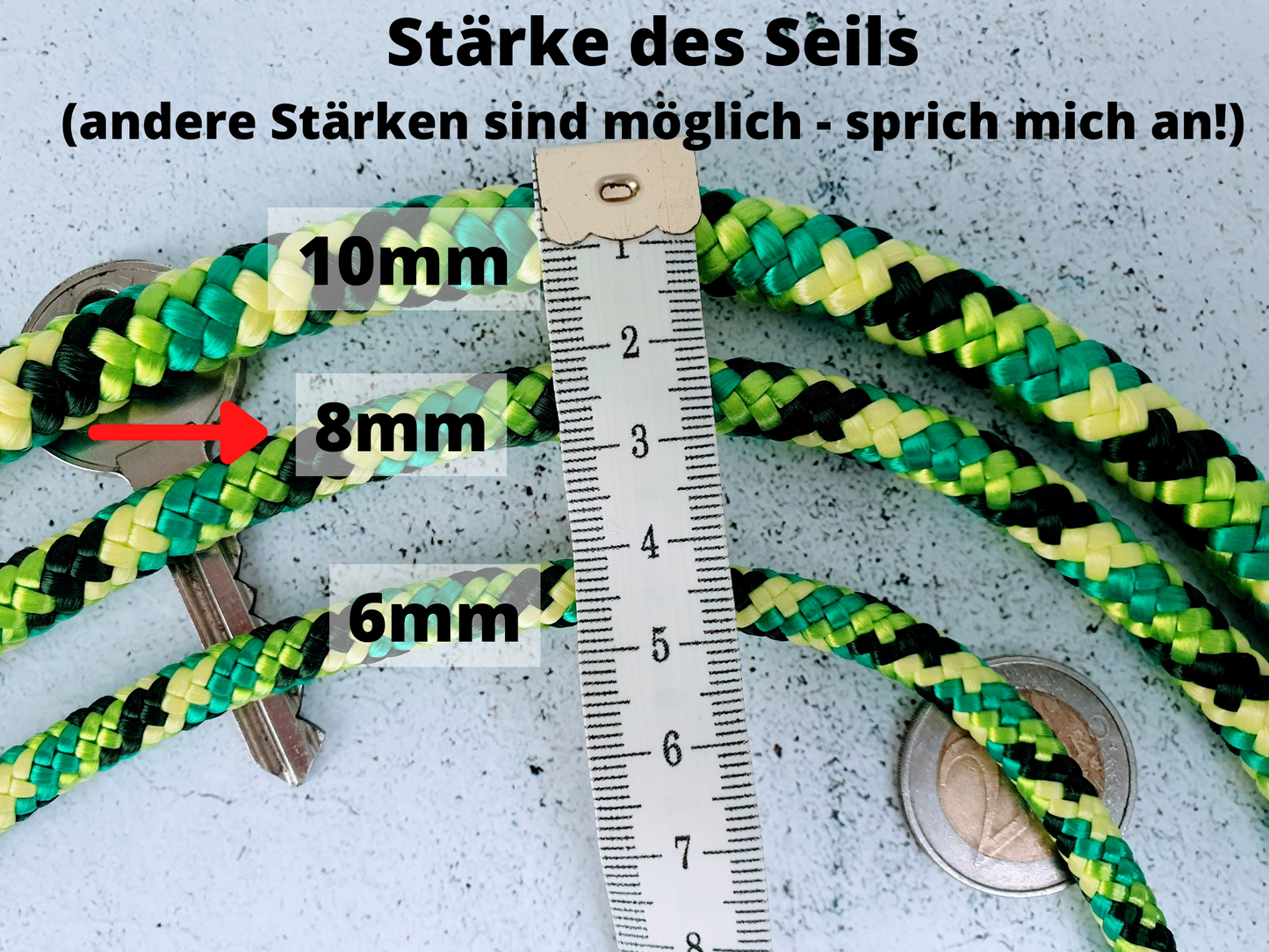 Führleine mit Handschlaufe für kleine bis mittelgroße Hunde aus 8mm Seil