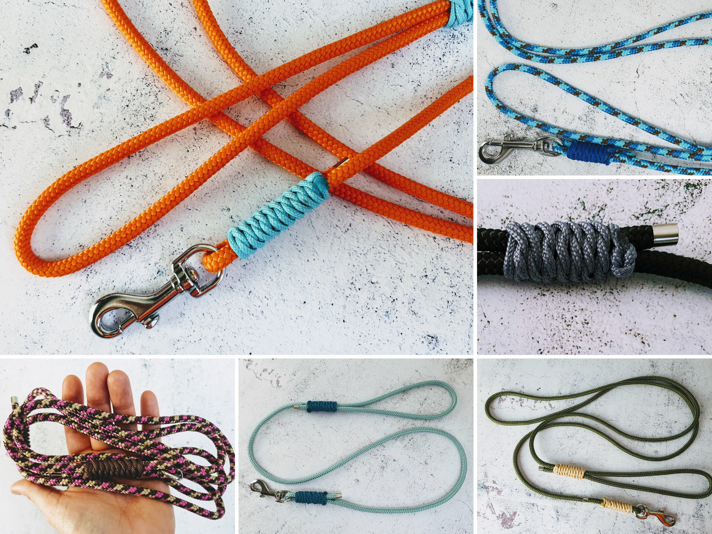 Führleine mit Handschlaufe für kleine Hunde und Welpenleine aus 6mm Tau