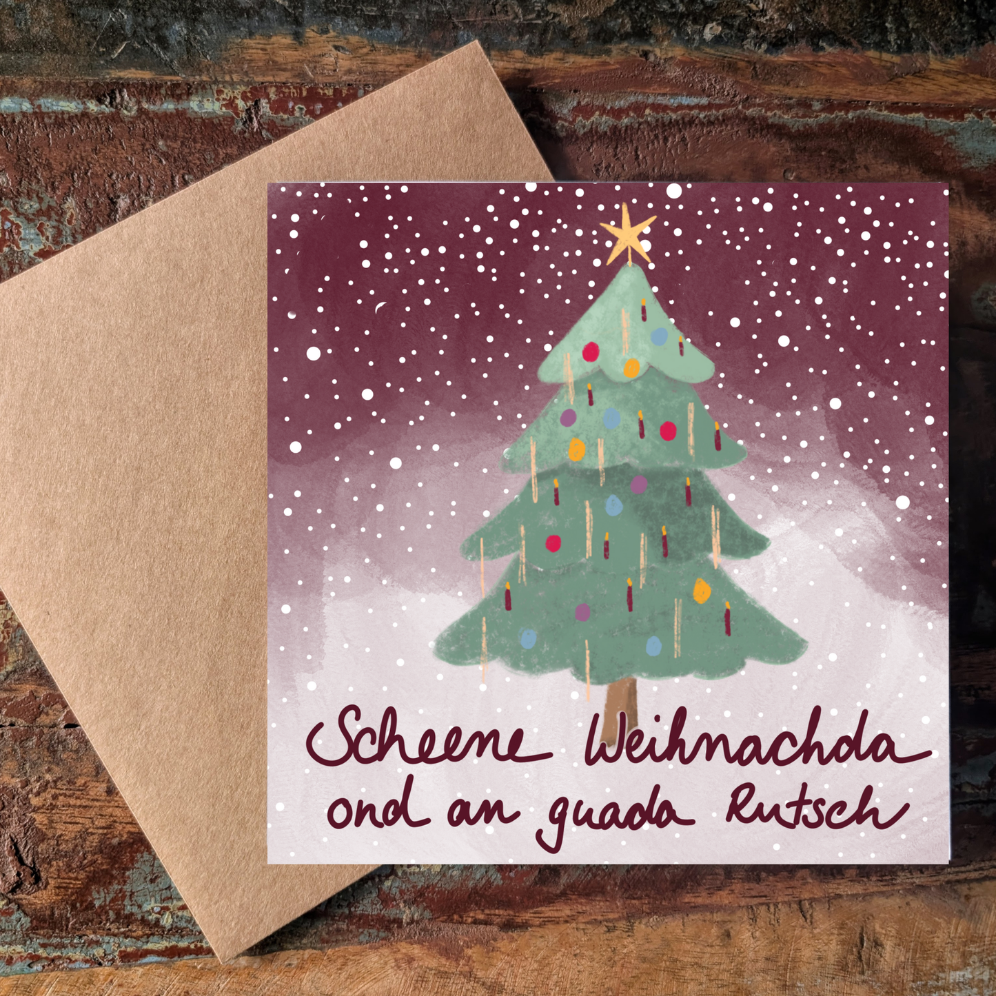 Weihnachtskarte - Schwäbische Grußkarte Scheene Weihnachda