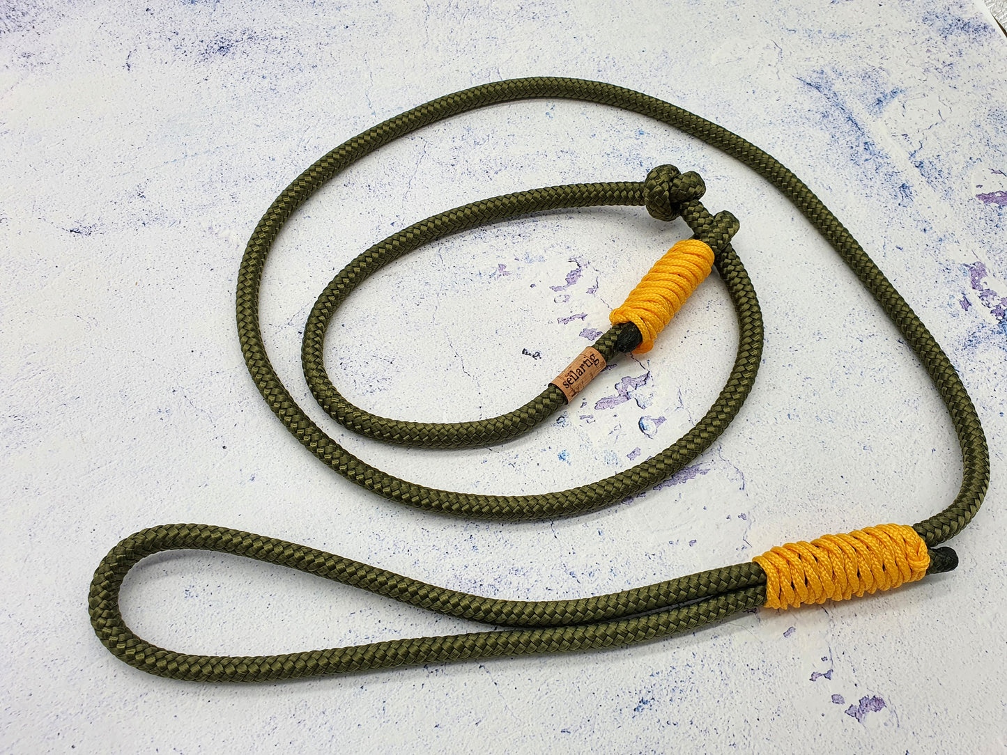 Retrieverleine mit integrierter Halsung aus 8mm Seil, Jagdleine, Sportleine