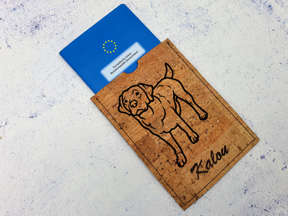 Hülle für EU Heimtierausweis - Labrador Retriever - aus Kork mit Name personalisierbar